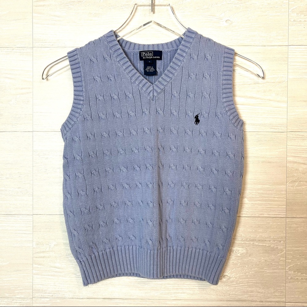 Polo Ralph Lauren Cable Knit Light Blue Sweater Vest in size small